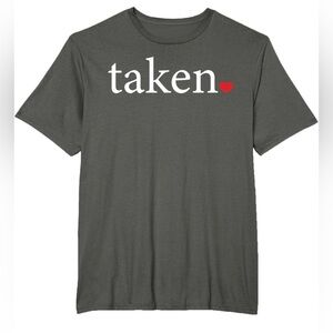 NWT 2XLT Charcoal Gray 'Taken' Graphic Romantic Couple Red Heart T-Shirt